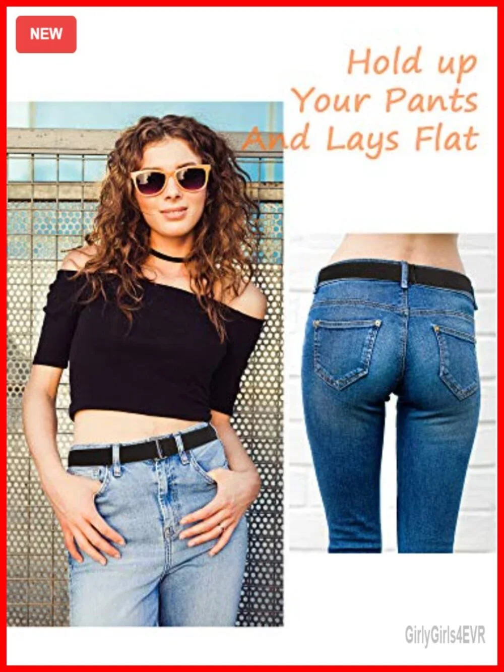 Invisible Stretch Belt Flat Buckle Adjustable Elastic Waist Belt for Women